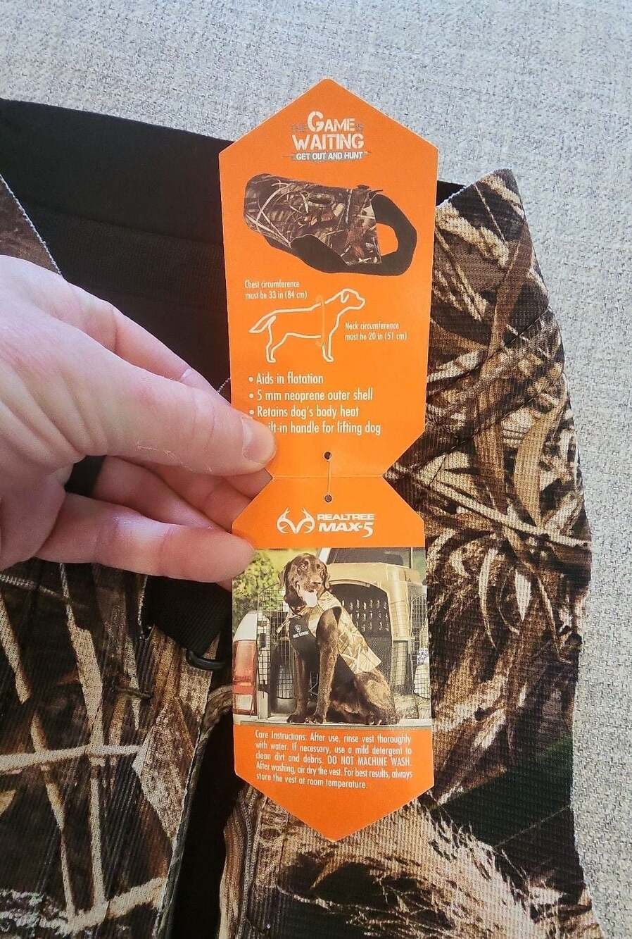 Game Winner Boater's Neoprene Dog Vest Realtree Max-5 2X-Large